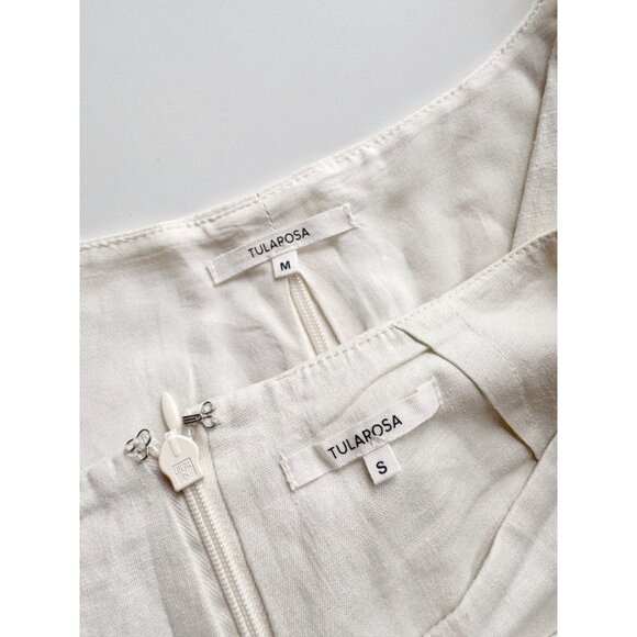 TULAROSA Lexi Ivory Linen Blend Crochet Fringe Trim Crop Top Skort Set, Size S/M - Picture 14 of 16